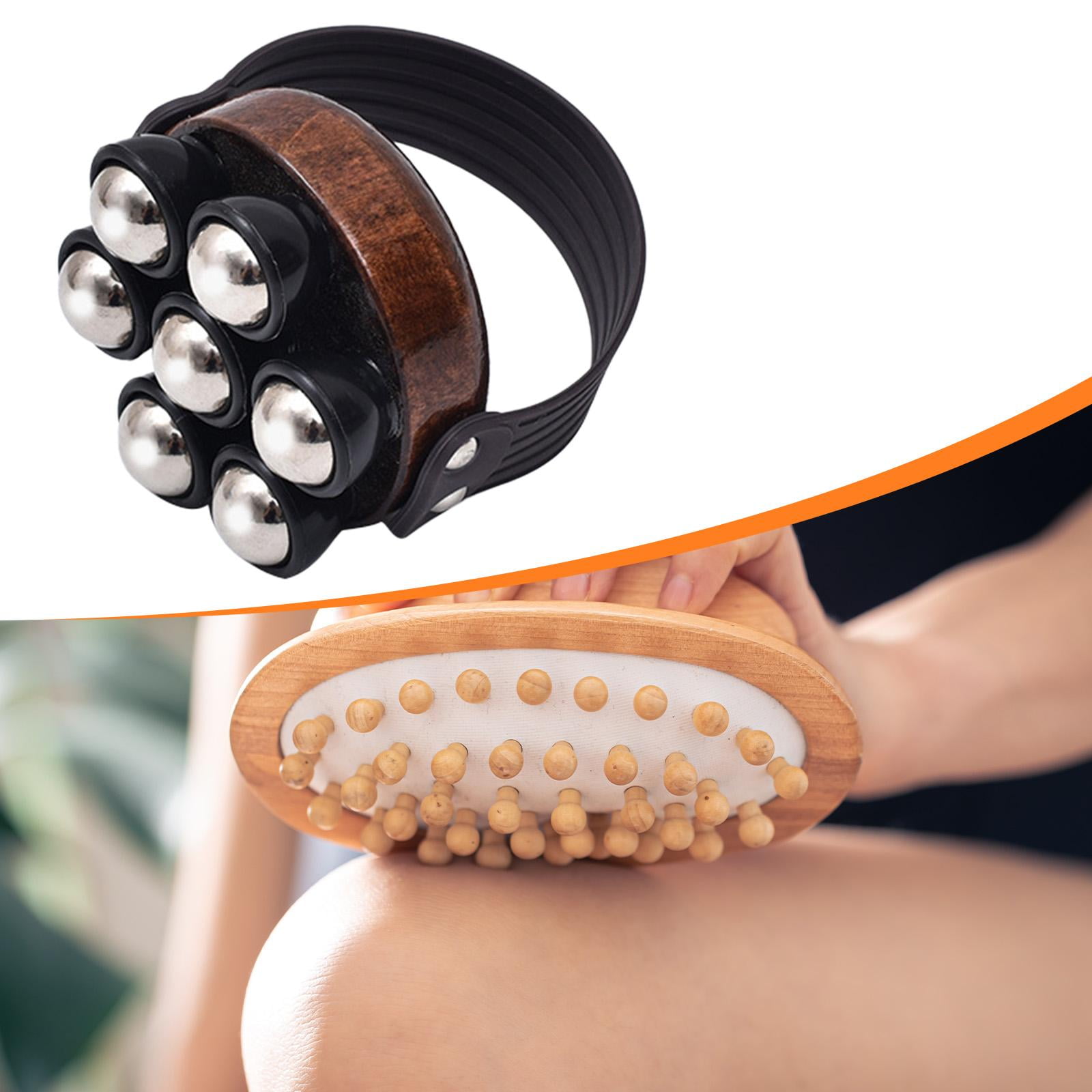 EHJRE Handheld Massager, Manual, Compact, for Home, Office And Travel, Portable Rollerball Massager for Legs, Buttocks, Muscles, Feet And Thighs Black Brown