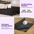 thumbnail image 5 of Greenstell Full Size Bed Frame with Storage Headboard, LED Lights, Charging Station, 4 Drawers, Heavy-Duty Metal Platform Bed with USB & Type-C Ports,Dark Gray, 5 of 7