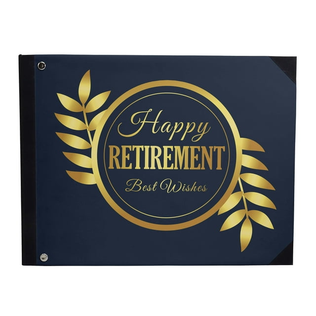 Darling Souvenir Blue Leaf Vine Frame Personalized Printed Retirement PartyGuestBookHardbound Cover Sign InBookRegistry Scrapbook-9 x 12 Inches