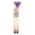 thumbnail image 3 of 2.66 ct Brilliant Princess Cut Alexandrite 18K Rose Gold Solitaire with Accents Engagement Bridal Wedding Ring Band Set size 5, 3 of 7
