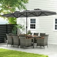 thumbnail image 2 of Spaco 10 Pieces Patio Wicker Dining Set, Table with 15 Feet Double-Sided Patio Umbrella, Dining Set for Outdoor, Gray, 2 of 11