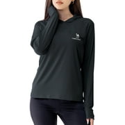 CAMEL Womens Sun Protection Clothing UPF 50+ Lightweight Womens Activewear Long Sleeve Rash Guard Shirts Breathable Sunscreen Hoodie Workout Tops Outdoor Hiking Black