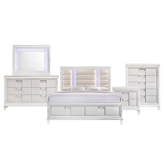 Picket House Furnishings Charlotte King Storage 5PC Bedroom Set in White
