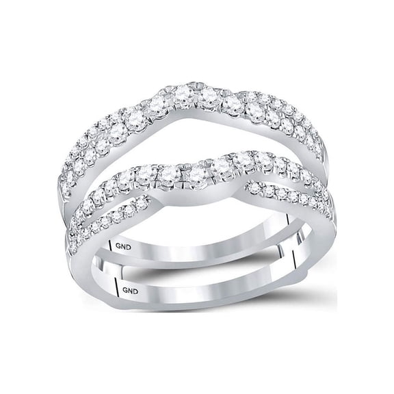 FB Jewels 14kt White Gold Womens Round Diamond Wrap Ring Guard Enhancer 5/8 Cttw Size 5