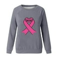 thumbnail image 4 of Trendy Breast Cancer Shirts for Women Long Sleeve Round Neck Pink Ribbon Print Tops Casual Loose Pullover Hoodie Top,Gray 6,S, 4 of 5
