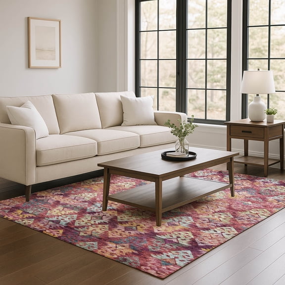 Addison Rugs Mayfield Premium Machine Washable Transitional Diamonds Paprika Rectangle Rug, 10' X 14' Machine Washable Transitional Diamonds Paprika Oversized Sherpa Throw Blanket
