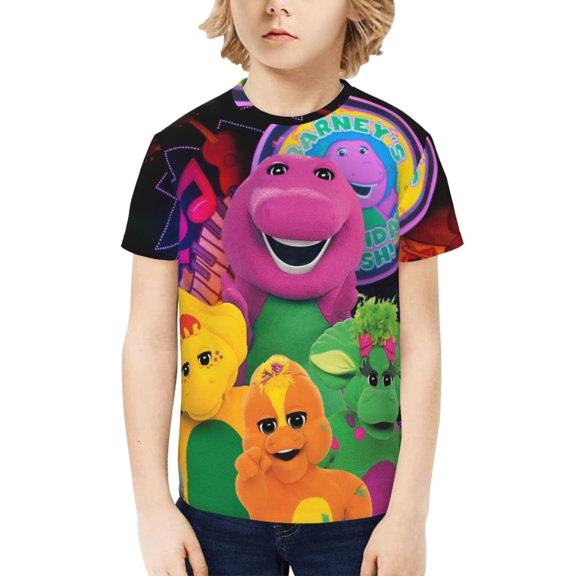 Barney And Friends T-Shirt for Boys Girls Youth, 3D Printed Graphic T-Shirts Short Sleeve Summer Casual Tee Shirts for Kids