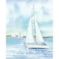 thumbnail image 2 of Coulter, Cynthia 15x18 White Modern Wood Framed Museum Art Print Titled - East Coast Lighthouse sailboat panel II, 2 of 4