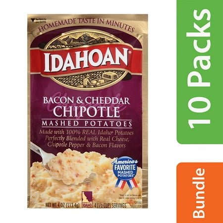 (10 Pack) Idahoan Bacon & Cheddar Chipotle Mashed Potatoes, 4 (Best Microwave Mashed Potatoes)