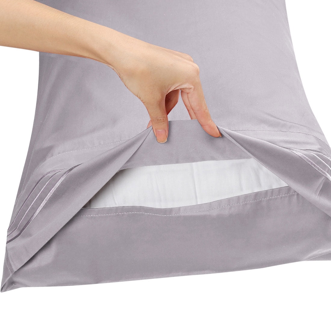 Unique Bargains Set of 4 600TC Combed Cotton Pillowcases, King, Pale Purple