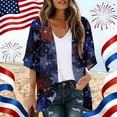 thumbnail image 2 of JULMCOMO 4th of July Lightweight Cardigans for Women Red White Blue Half Sleeve Patriotic Kimono Cover Ups Summer Tops Dark Blue L, 2 of 6