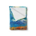 thumbnail image 2 of Art Soft Flannel Fleece Blanket, Oil Painting Tones Style Lighthouse and Boats on Sea Shore Town Coastal Charm Picture, Cozy Plush for Indoor and Outdoor Use, 50" x 60", Multicolor, by Ambesonne, 2 of 5