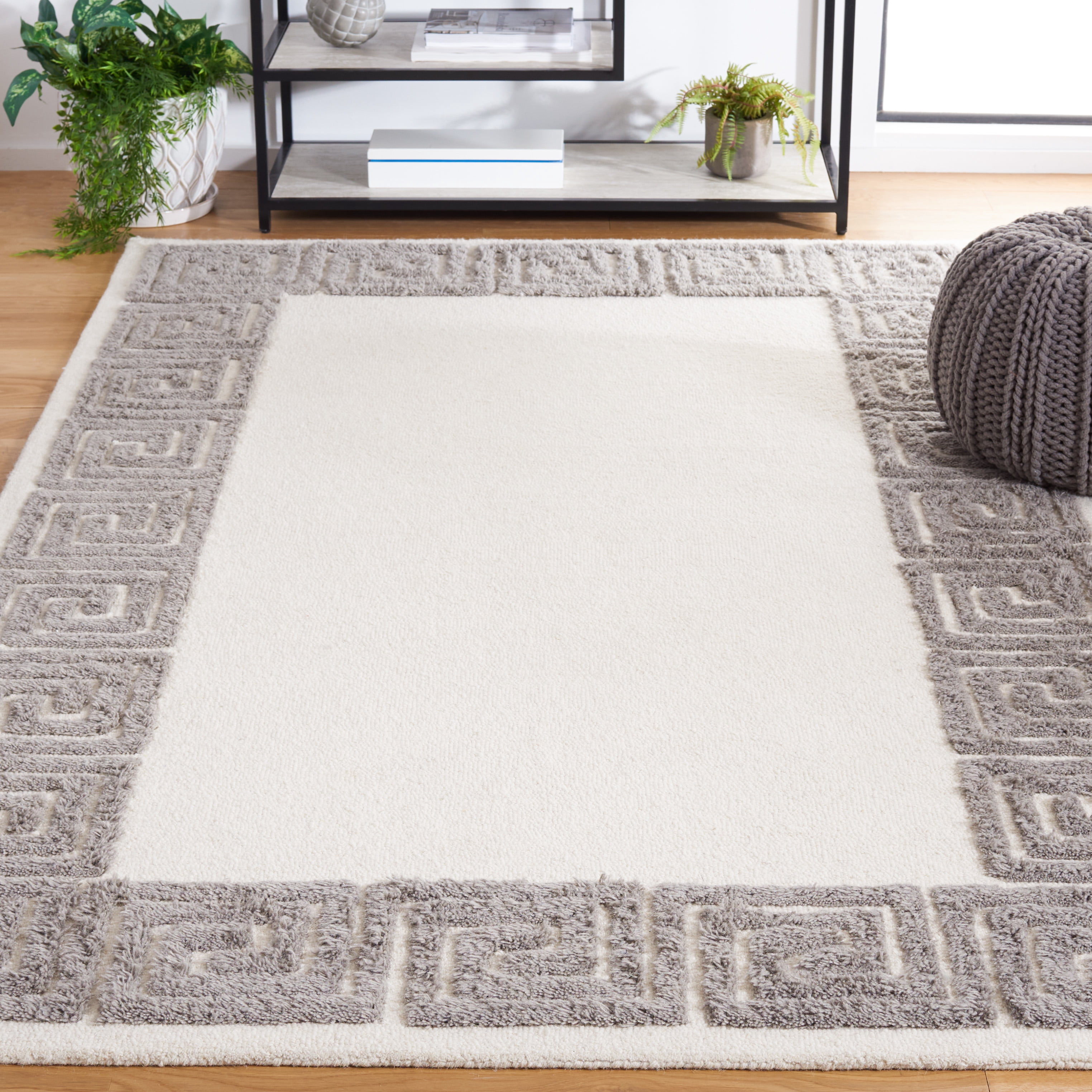 SAFAVIEH Metro Ethelred Bordered Area Rug, Ivory/Grey, 8' x 10'
