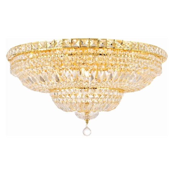 Tranquil 18 light Gold Flush Mount Clear Royal Cut Crystal