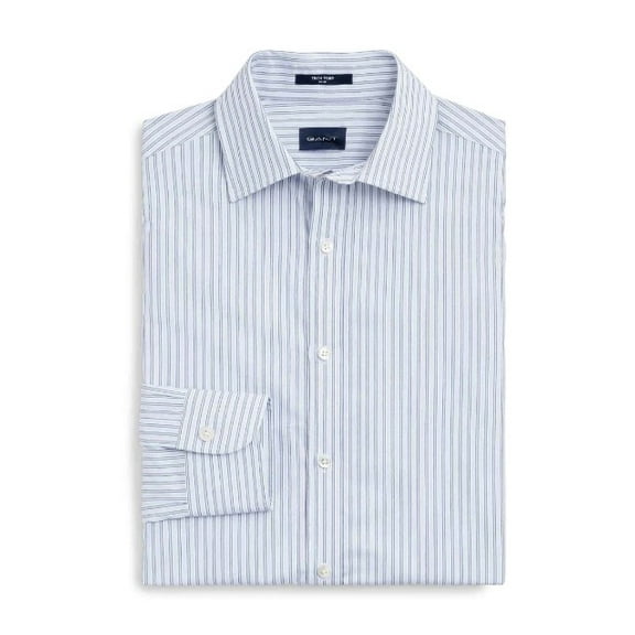 GANT Mid Blue Slim Tech Prep Broadcloth Stripe Point Shirt 3053216 Size M