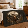 thumbnail image 6 of Antlered Deer Within Woodland Stream Foliage Wreath, Soft Flannel Blanket with Rustic Wildlife Illustration Print, Housewarming Gift and Home Decor for Bedroom and Living Room, 6 of 7