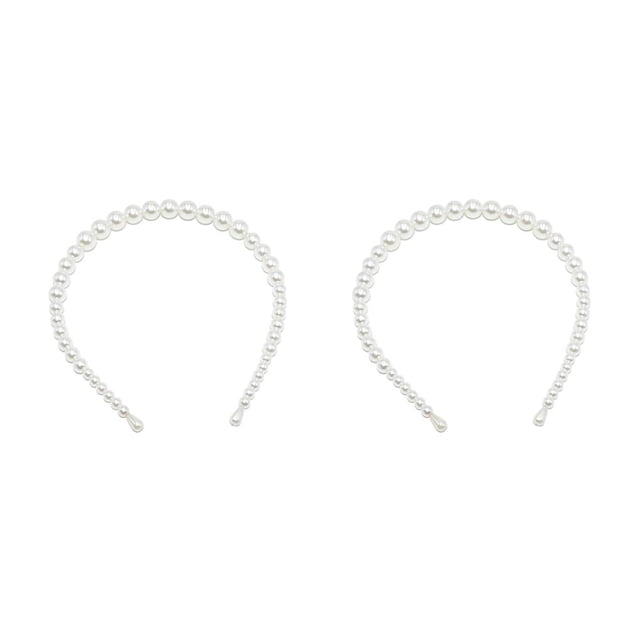 Minnieouse Diadema de perlas Bandas para la cabeza Estilo simple Accesorios para el cabello Regalos para el día de San Valentín Tiaras para 12 mm, cambio gradual 2piezas