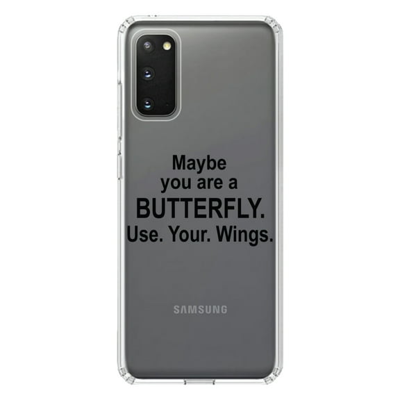 DistinctInk Clear Shockproof Hybrid Case for Galaxy S20 ULTRA / 5G (6.9" Screen) - TPU Bumper Acrylic Back Tempered Glass Screen Protector - Maybe You Are a Butterfly