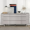 thumbnail image 1 of Modern 9-Drawer Dresser Cabinet, Wooden Console Table with Solid Legs and Wide Tabletop Surface, Space Saving Storage Cabinet for Living Room,Kitchen,Pantry, Gray, 1 of 7
