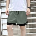 thumbnail image 5 of Miluxas Boys 2 in 1 Athletic Running Shorts, Built-in Liner Drawstring Waist Sport Shorts, Quick Dry Breathable Bottoms for Soccer, Training Gray 9-10Years, 5 of 8