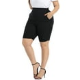 thumbnail image 2 of HDE Plus Size Bermuda Shorts for Women with Pockets Black 2X, 2 of 6