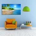 thumbnail image 3 of Sea Palm Tree Canvas Art Beach Sunset Picture Wall Art Beach Landscape Framed Painting Wall Decor For Home Office Bedroom Reeady to Hang, 3 of 6