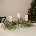 thumbnail image 3 of Northlight Triple Candle Holder with Frosted Foliage and Pine Cones Christmas Decoration - 26", 3 of 5
