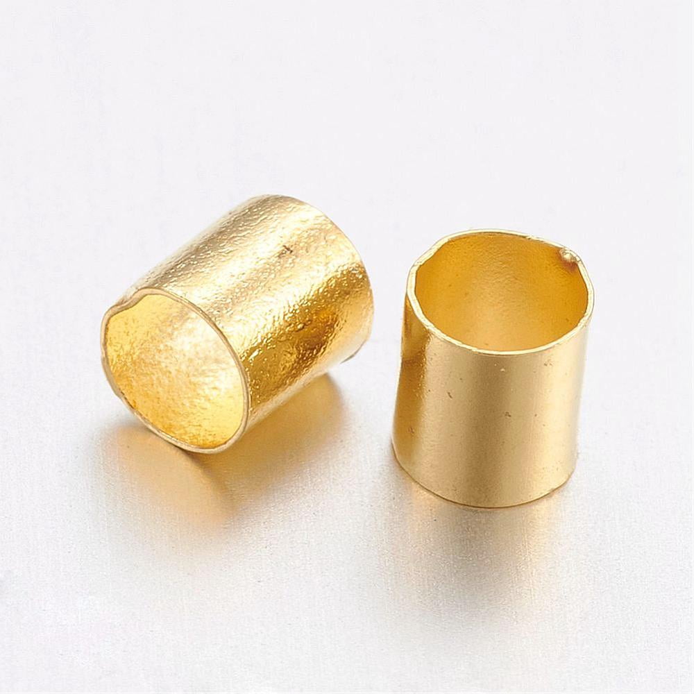 Brass Crimp Beads Tube Cadmium Free Nickel Free Lead Free Golden 3x3mm Hole: 2.5mm