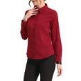 thumbnail image 4 of INSPIRE CHIC Women's Color Block Button Down Long Sleeve Work Shirt M Solid Red, 4 of 5