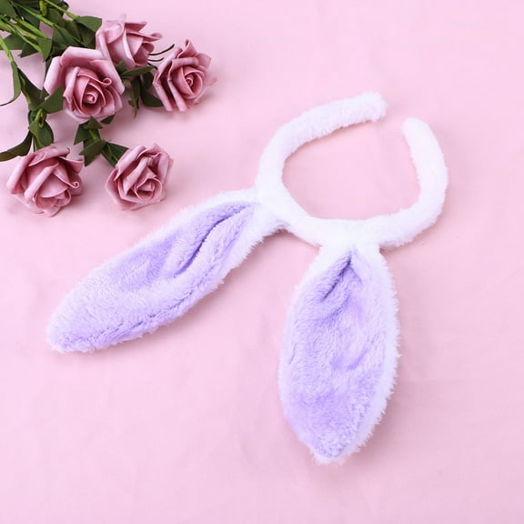 OUNONA White Plush Bunny Headband with Soft Ears, Cute and Comfortable Accessory for Kids, Teens, and Adults