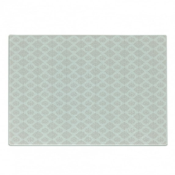 Damask Cutting Board, Classical Monochrome Floral Curvy Ornaments Minimalistic Continuous Pattern, Decorative Tempered Glass Cutting and Serving Board, in 3 Sizes, by Ambesonne