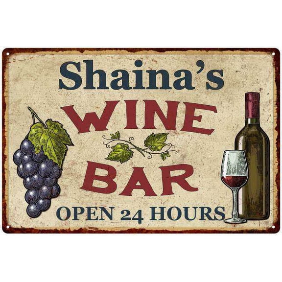 Shaina's Rustic Wine Bar Sign Wall Decor Kitchen Gift 8 x 12 High Gloss Metal 208120056591