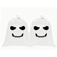 thumbnail image 2 of 2 PCS Halloween Spooky Decor Face Leaf Bags,Pumpkin Face Plastic Storage Bags, Seasonal Yard Leaf Storage and Party Gift Bag Set,White, 2 of 4