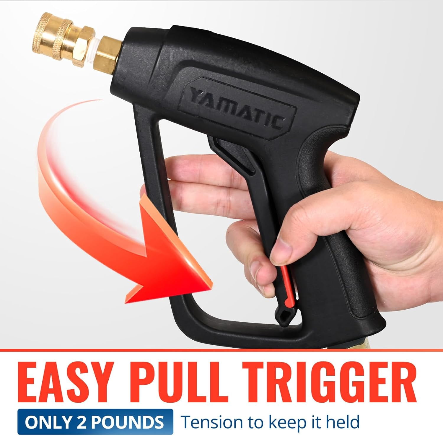 YAMATIC Short Pressure Washer Gun, 4000 PSI, 3/8" Swivel Quick Connect, Easy Pull Trigger, Replacement for Ryobi, Simpson, Craftsman, DeWalt Power Washers