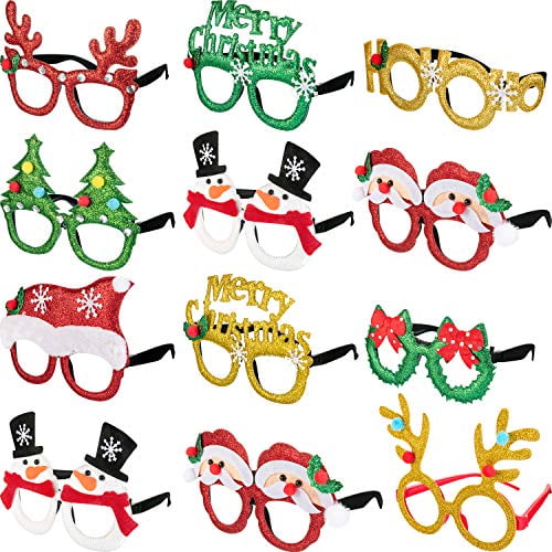 Boao 12 Pairs Christmas Glasses Frames 3D Novelty Eyeglasses Christmas