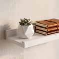 thumbnail image 6 of Solid Wood Floating Wall Shelf, Anti‑Fall Baffle Design Wall Mounted Storage Rack, 2‑Way Install No Drill Display Shelf for Living Room Bedroom Decor, 6 of 6