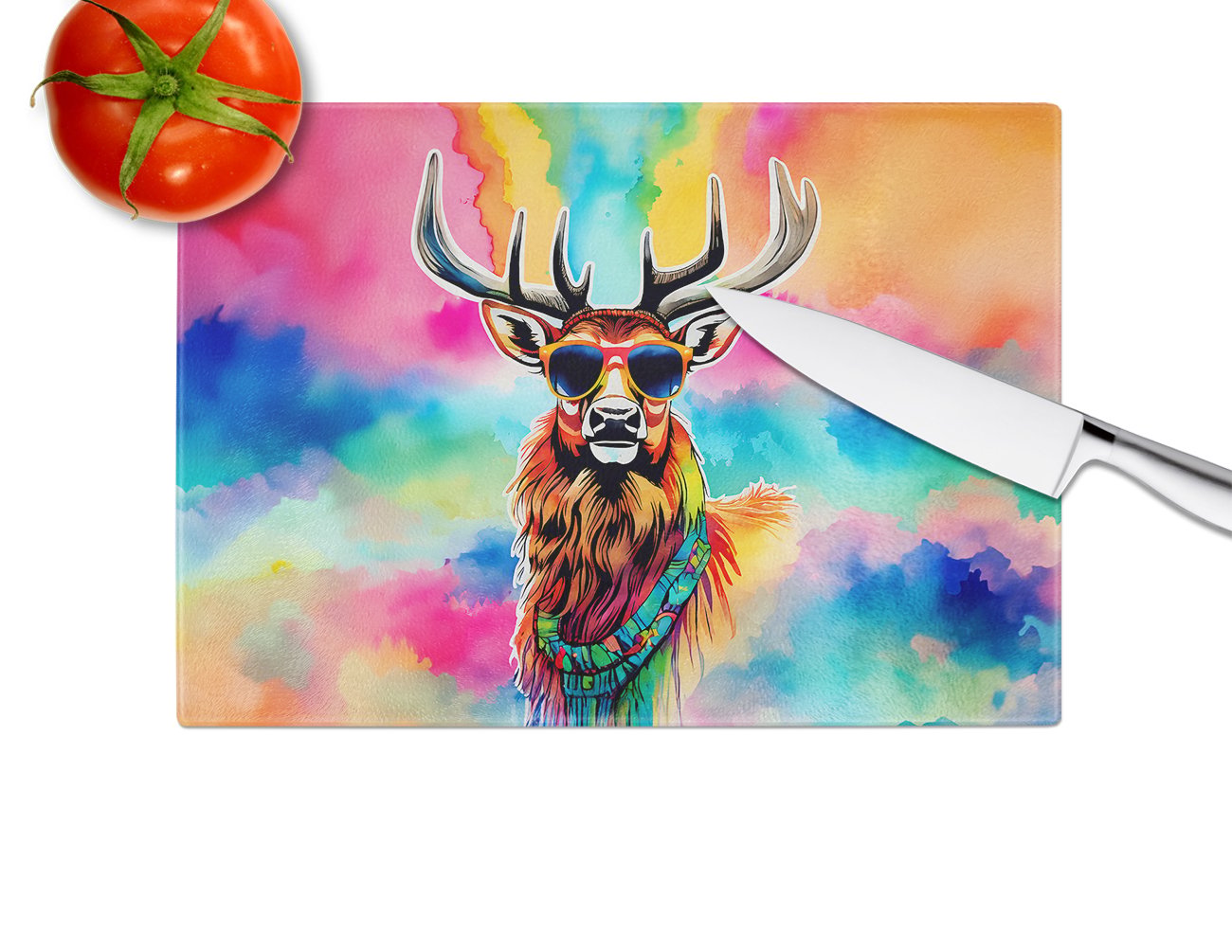 thumbnail image 4 of Carolines Treasures DAC4045LCB 15 x 12 in. Unisex Hippie Animal Stag Deer Glass Cutting Board, 4 of 5
