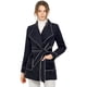 thumbnail image 1 of Allegra K Abrigo De Oficina Con Cinturón Cuello Vuelto Ribete De Contraste Para Mujer Azul Marino L, 1 of 7