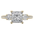 thumbnail image 6 of Auory 3.16 Carat Princess Cut Three-Stone Moissanite Classic Engagement Ring in 18K Yellow Gold Plating for Women, 6 of 10