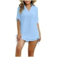 thumbnail image 3 of Sentmoon Womens Bikini Top Short Sleeve Curvy Bathing Suit for Women Loose Fit Plus Size Spaghetti Strap Drawstring Swim Suits for Women Summer Beach Supplies for Maternity and Nursing, 3 of 10