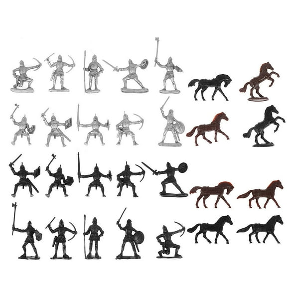 56Pcs Warrior Horses Medieval Toy Soldiers Figures Mini Model Toys Gift Decor