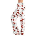 thumbnail image 3 of Valentine Sleep Pants for Women Heart Print Pajama Pants Soft Wide Leg Lounge Wear Comfortable Pajama Bottoms with Drawstring Watermelon Red M, 3 of 8