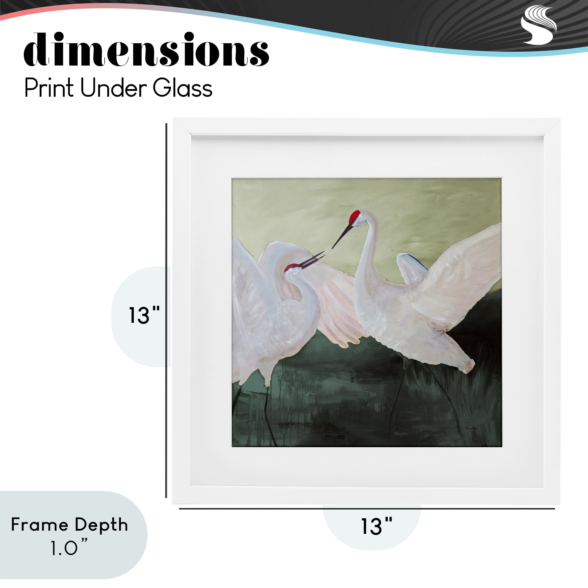 Stupell Industries White Sandhill Cranes White Framed Print Under Glass, design by Robin Maria