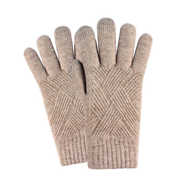 Guantes de invierno para mujer Pantalla táctil Doble capa Elástico Forro de punto térmico Guantes cálidos para clima frío