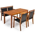 thumbnail image 4 of Topcobe 4 Pieces Acacia Wood Patio Rattan Dining Furniture Set, Outdoor Deck Furniture, 4 of 10