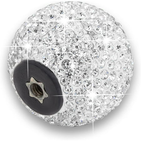 

4Pcs Bling Drawer Knob Handmade 1.18 Inch Diameter Round Pull Handle Crystal Rhinestone Diamond Decoration Cabinet Drawer Dresser Cupboard Knobs with Screws for Home Office Kitchen Bathroom(White)