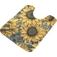 thumbnail image 5 of SKYSONIC Bathroom Rug Toiletry Mat Set, 2 pack Yellow Vintage Sunflower Print, Fluffy Plush Absorbent Bath Rugs Carpet for Bathroom Floor Toilet Tub and Shower,23.6"x15.7"+17.3"x13.4", 5 of 7