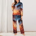 thumbnail image 2 of Zufioo Red And Blue Fire Cloud Dragon Women's Pajamas Set Long Sleeve Shirts & Long Pants 2 Piece Pjs Sleepwear with Pockets，Pajama Set Top With Pants，Lounge Sets Long Sleeve Sleepwear-Large, 2 of 7