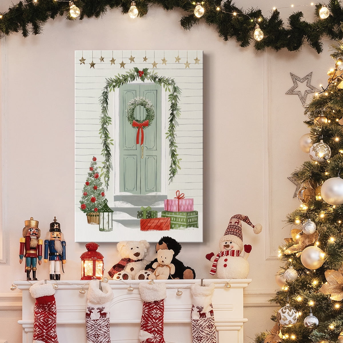 Festive Front Door I- Gallery Wrapped Canvas