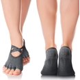 thumbnail image 2 of 6 pares de calcetines de yoga antideslizantes sin dedos Pilates Barre calcetines de ballet calcetines de agarre de medio dedo calcetines de entrenamiento elásticos multicolores para mujeres Ormromra CZYD-ZC129, 2 of 7